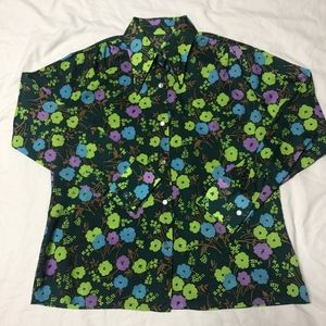 VTG 70s Floral Blouse, sz M